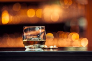 Whiskey on wood bar